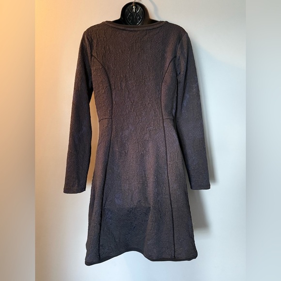 NWT Simply Vera Women's Sz M Navy/Navy Marbled Textured Long Sleeve A-Line Dress - Picture 3 of 9